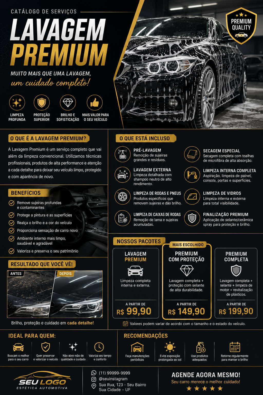 Modelo de catálogo: Catálogo de Lavagem Premium